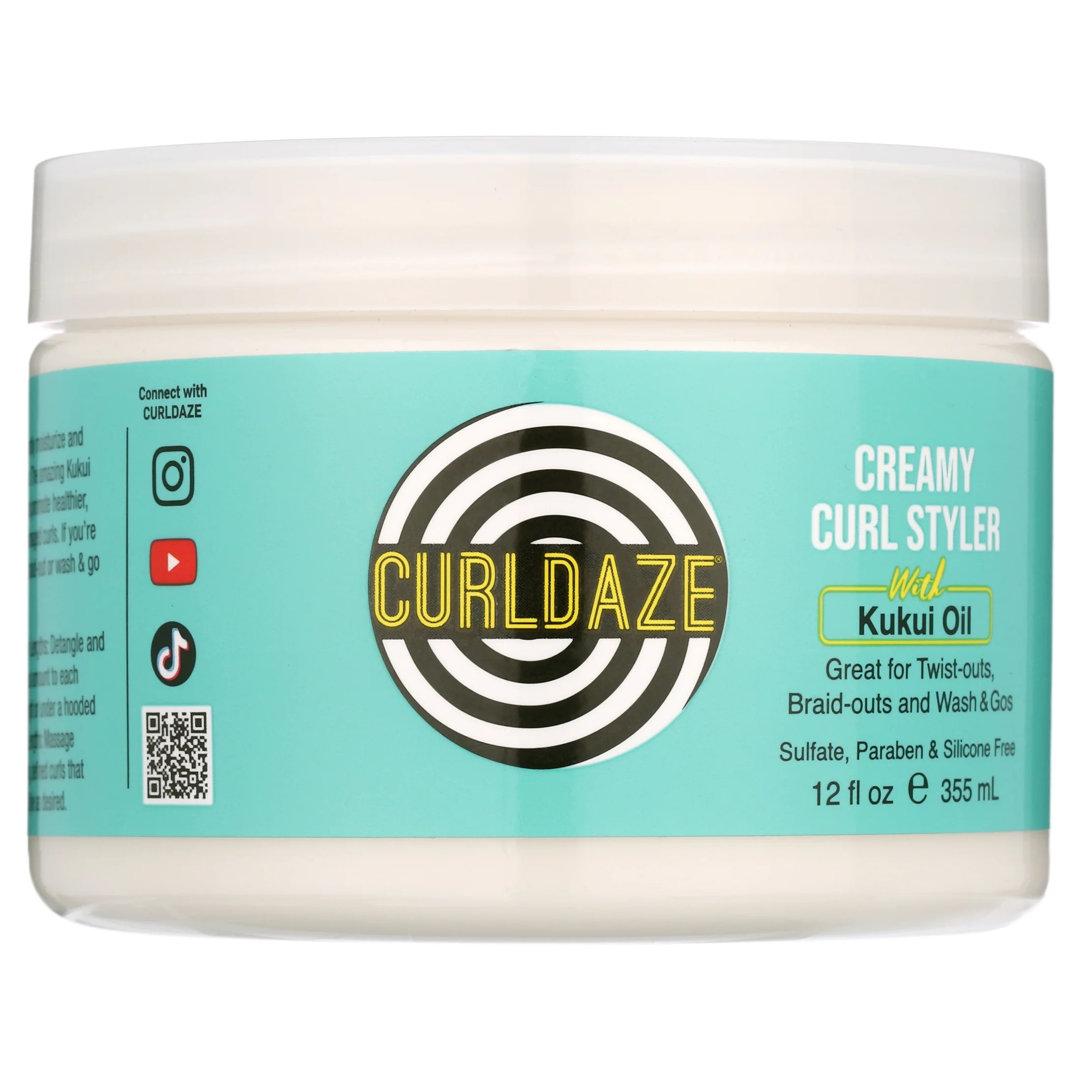 Curldaze Creamy Curl Styler with Kukui Oil 12 oz., All Hair Type, Moisturizing - Walmart.com | Walmart (US)