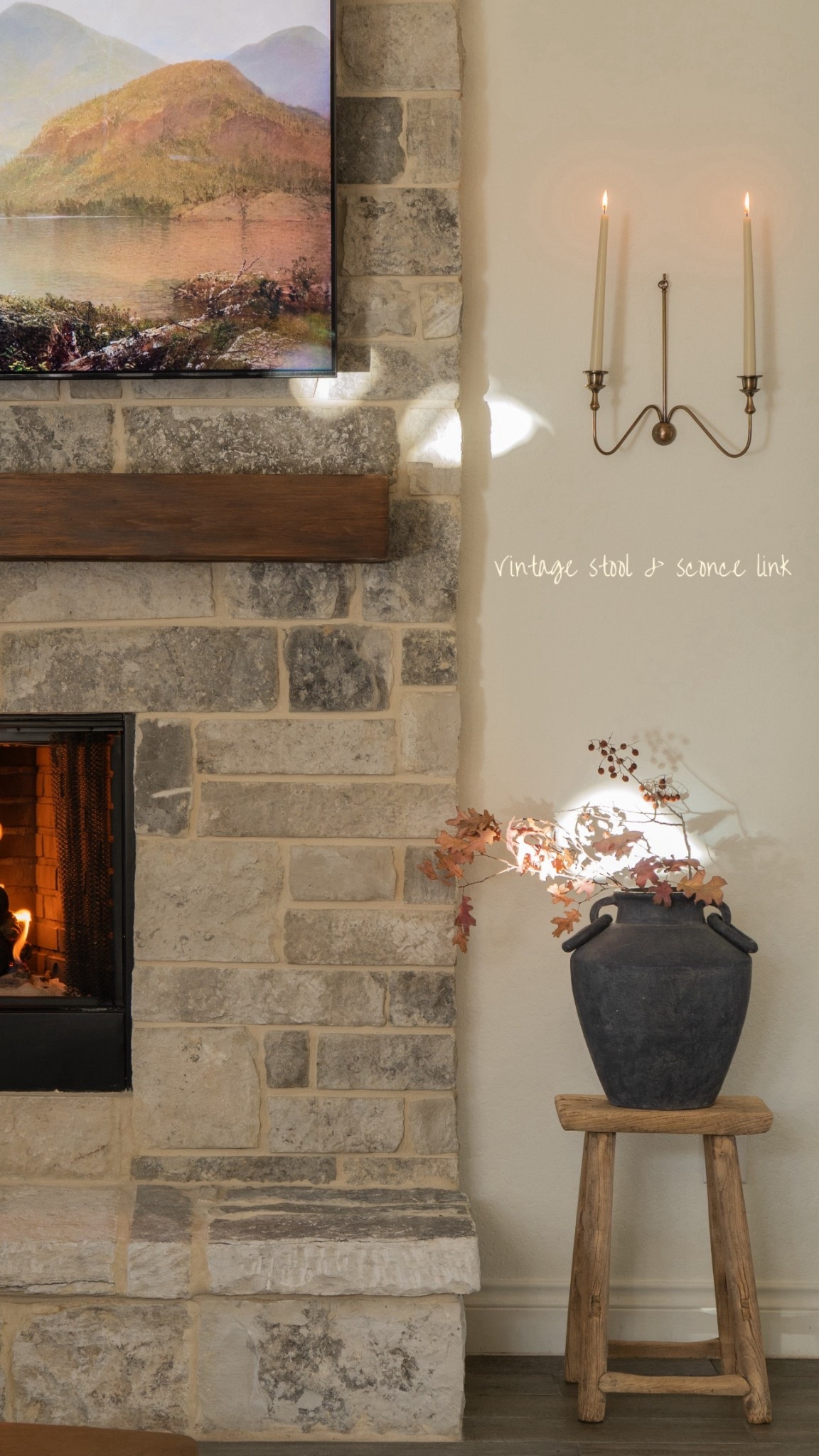 Vintage elm stool & sconce link for my living room! 

#LTKdayinmylife #LTKstorytime #LTKHome