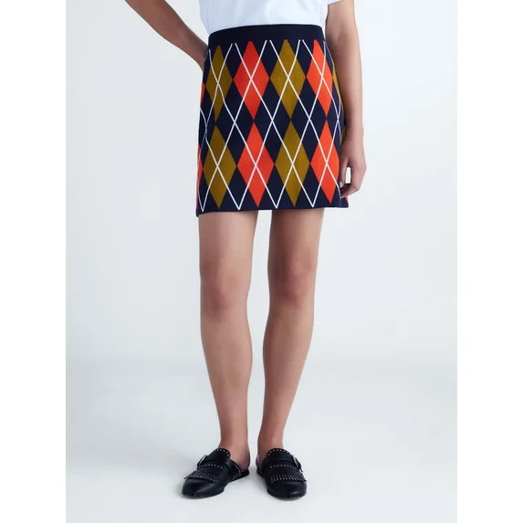 Free Assembly Women's Missy Pull On Argyle Mini Pull On Sweater Skirt, Sizes XS-4X | Walmart (US)