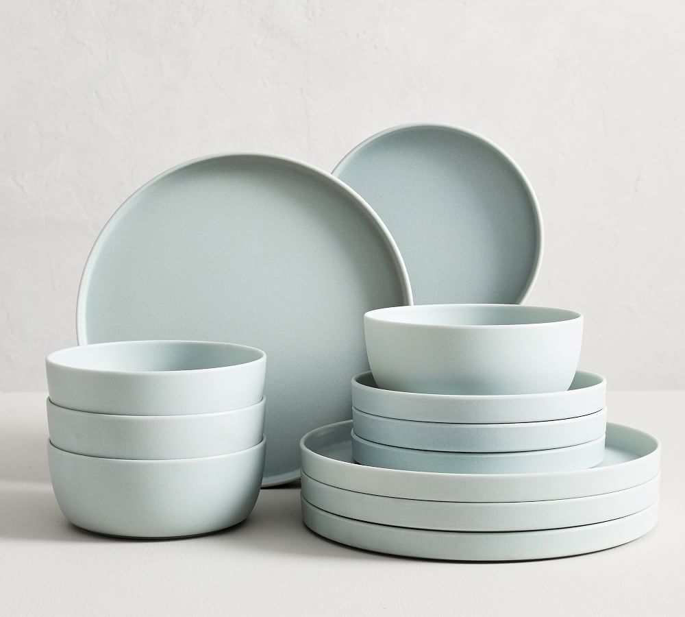 Mason Modern Melamine 12-Piece Dinnerware Set - Blue | Pottery Barn (US)