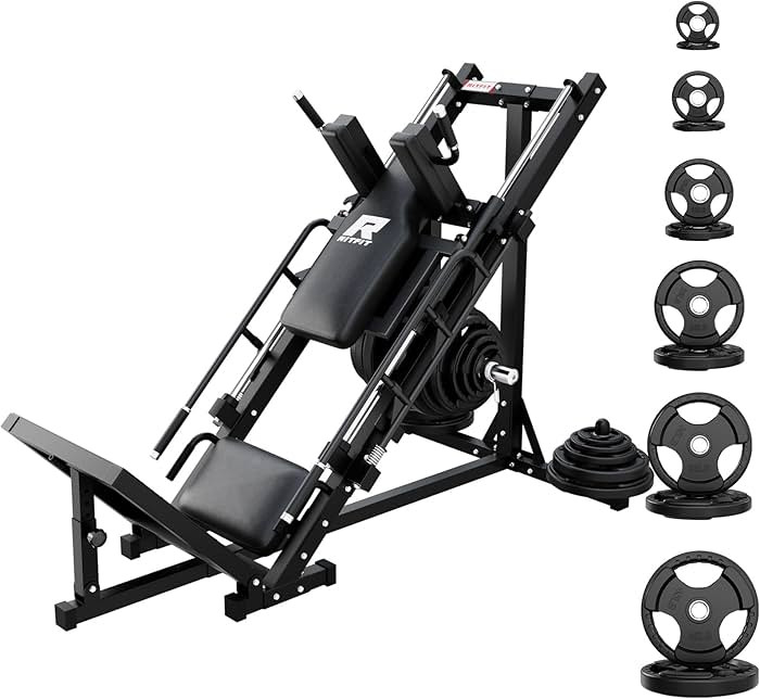 RitFit Adjustable Leg Press and Hack Squat Machine with Weight Plate Set, Professional Home Gym E... | Amazon (US)