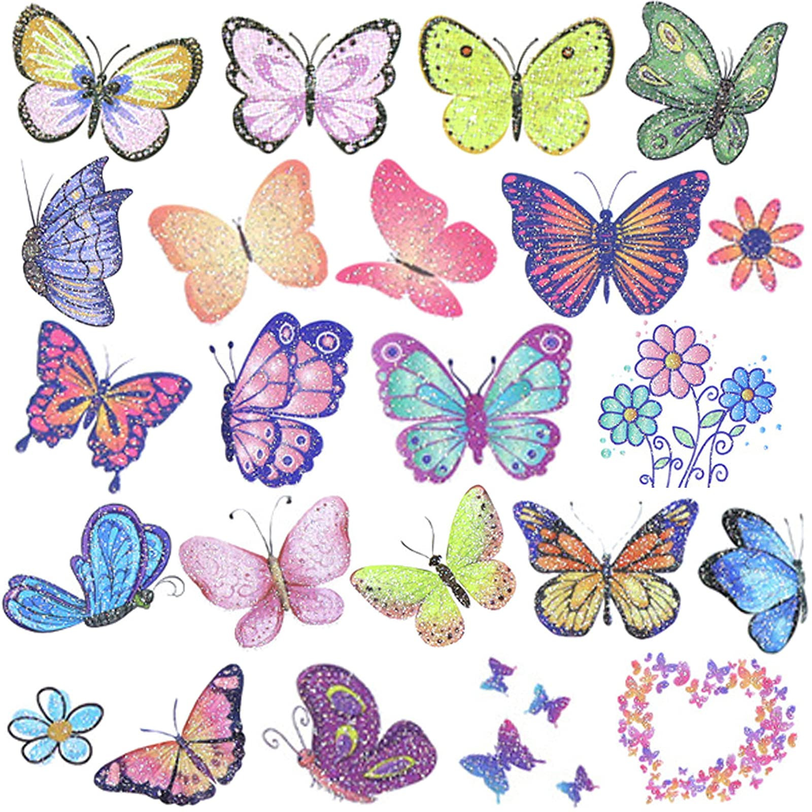 Ooopsiun Glitter Butterfly Temporary Tattoos for Girls -12 Sheets Butterfly Party Favors Decorati... | Amazon (US)