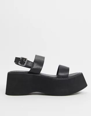Koi Footwear vegan chunky flatform sandals in black | ASOS (Global)