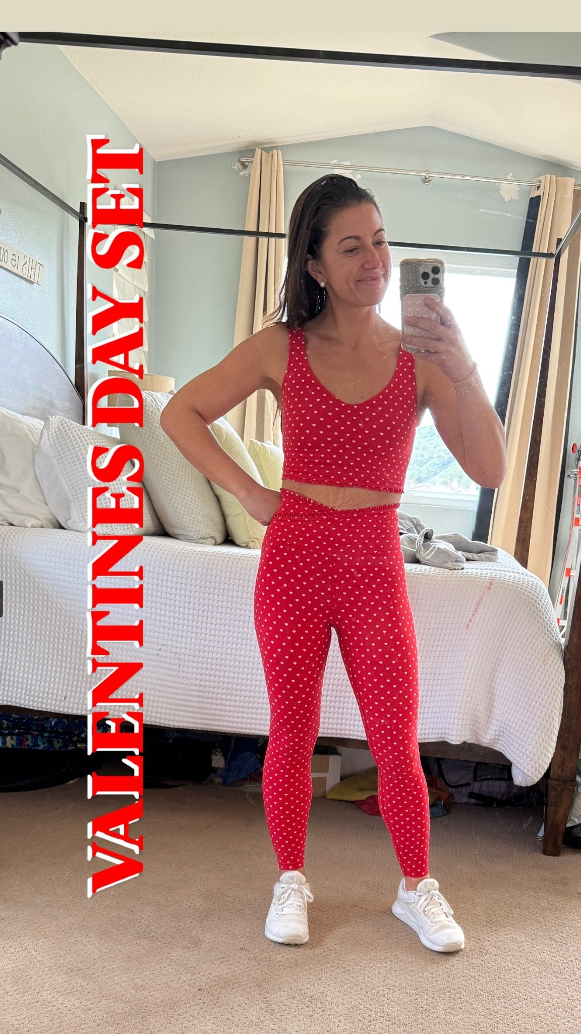 Valentine’s season but making it about loving my body well.
Not pressure. Not punishment. Just gratitude.

Movement feels joyful right now. Strong and playful.
Bright colors, fun sets, showing up as I am and letting fitness be something I get to do.

Really thankful for a body that carries me, challenges me, and keeps surprising me.
And yes a cute Valentine workout set definitely helps the mood 💘

Linked the full look here.

Fit details:
5’3”
130 lbs
Wearing size small in top and leggings
Sneakers fit true to size


valentines day workout outfit
red workout set
heart print activewear
matching gym set women
target activewear
high waisted leggings
light support sports bra
reebok nano x4
cute gym outfit
strength training outfit