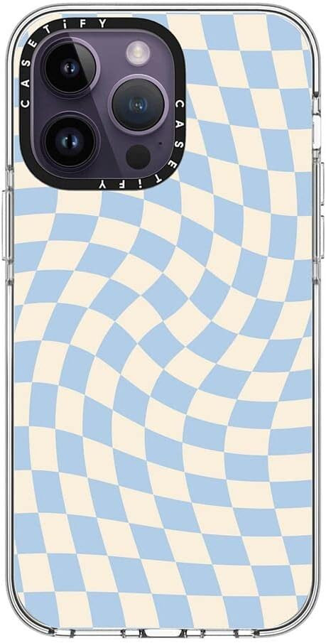 CASETiFY Clear Case for iPhone 14 Pro Max Compatible with Magsafe - Check II - Baby Blue Twist | Amazon (US)