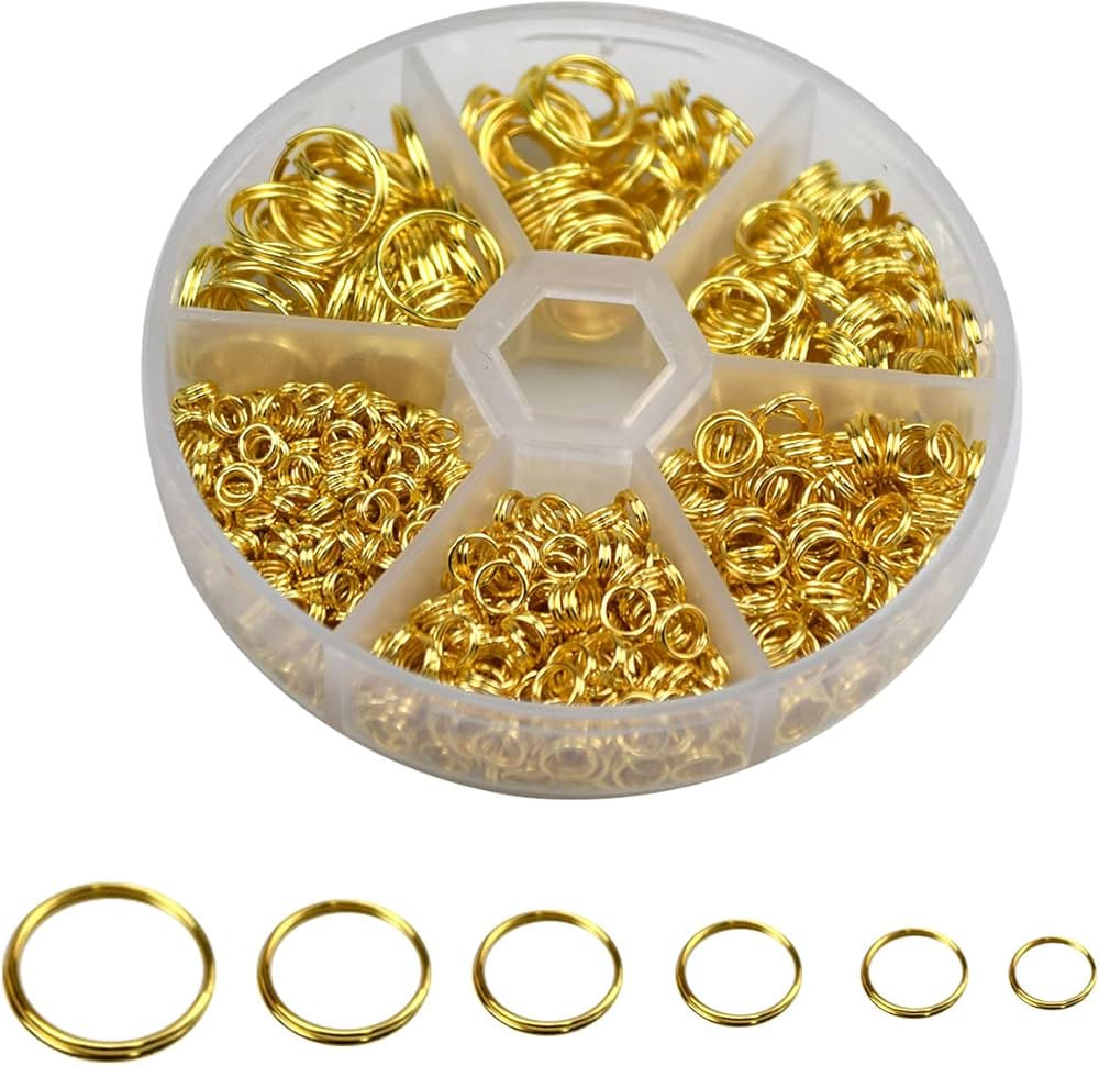 Dokpav 690 Pcs Double Split Rings, 6 Sizes Metal Open Jump Rings Double Loop Jump Rings with Box ... | Amazon (CA)