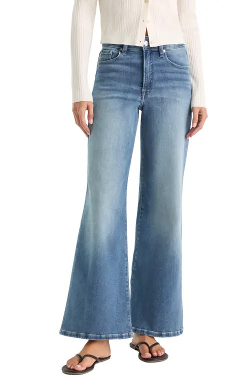 Good American Soft-Tech Good Waist High Waist Wide Leg Palazzo Jeans in Indigo1238 at Nordstrom, Size 0 | Nordstrom