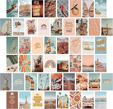 PROCIDA Teen Girl Room Decor Aesthetic, Collage Kit for Wall Aesthetic Boho Peach Beach Picture W... | Amazon (US)