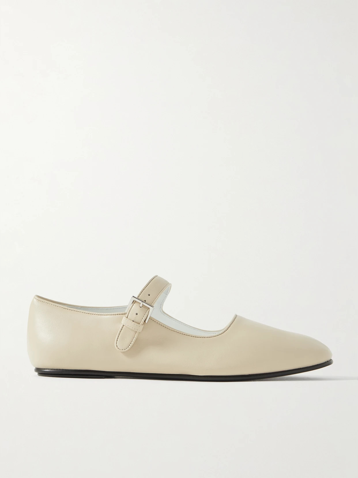 The Row - Ava Leather Mary Jane Ballet Flats - Cream | NET-A-PORTER (UK & EU)