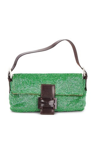 FWRD Renew Fendi Beaded Baguette Shoulder Bag in Green. | Revolve Clothing (Global)