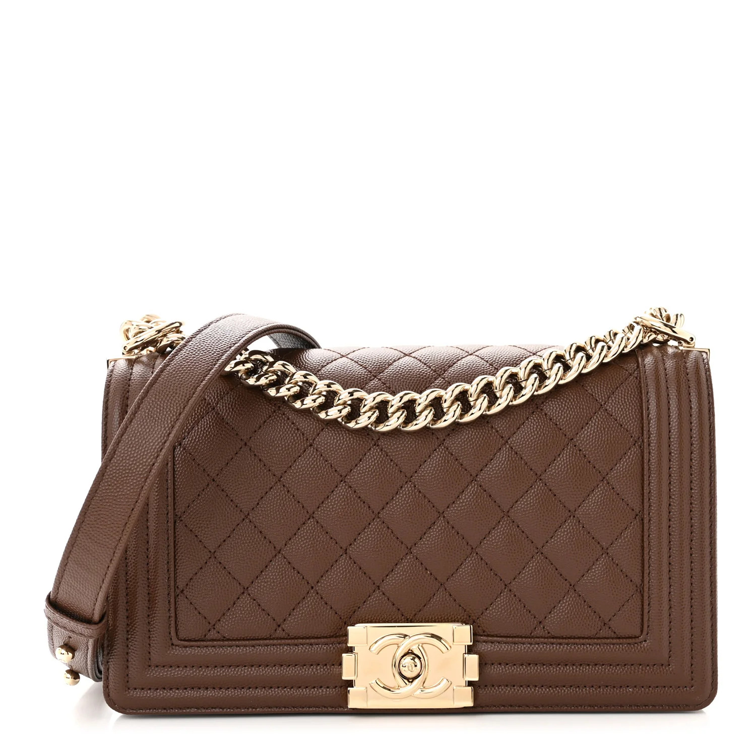 Caviar Quilted Medium Boy Flap Dark Brown | FASHIONPHILE (US)