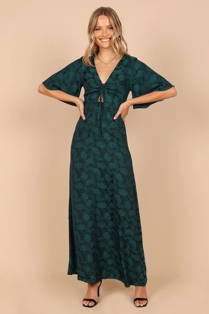 Jospehine Knot Front Maxi Dress - Dark Green | Petal & Pup (US)