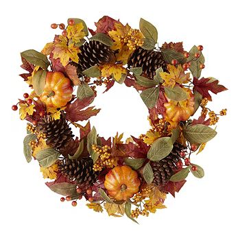 new!Layerings Autumn Market Leaves & Pumpkin Wreath | JCPenney