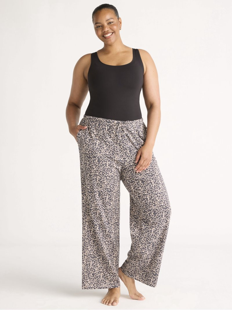 Joyspun Women’s Sleepwear Long Knit Pajama Pants, 29'' Inseam, Sizes S-3X - Walmart.com | Walmart (US)