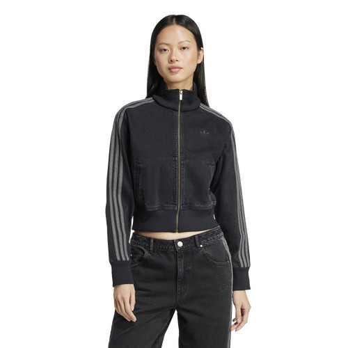 adidas Originals Womens adidas Originals adicolor 3-Stripes Denim Track Top - Womens True Black Denim Size L | Foot Locker (US)