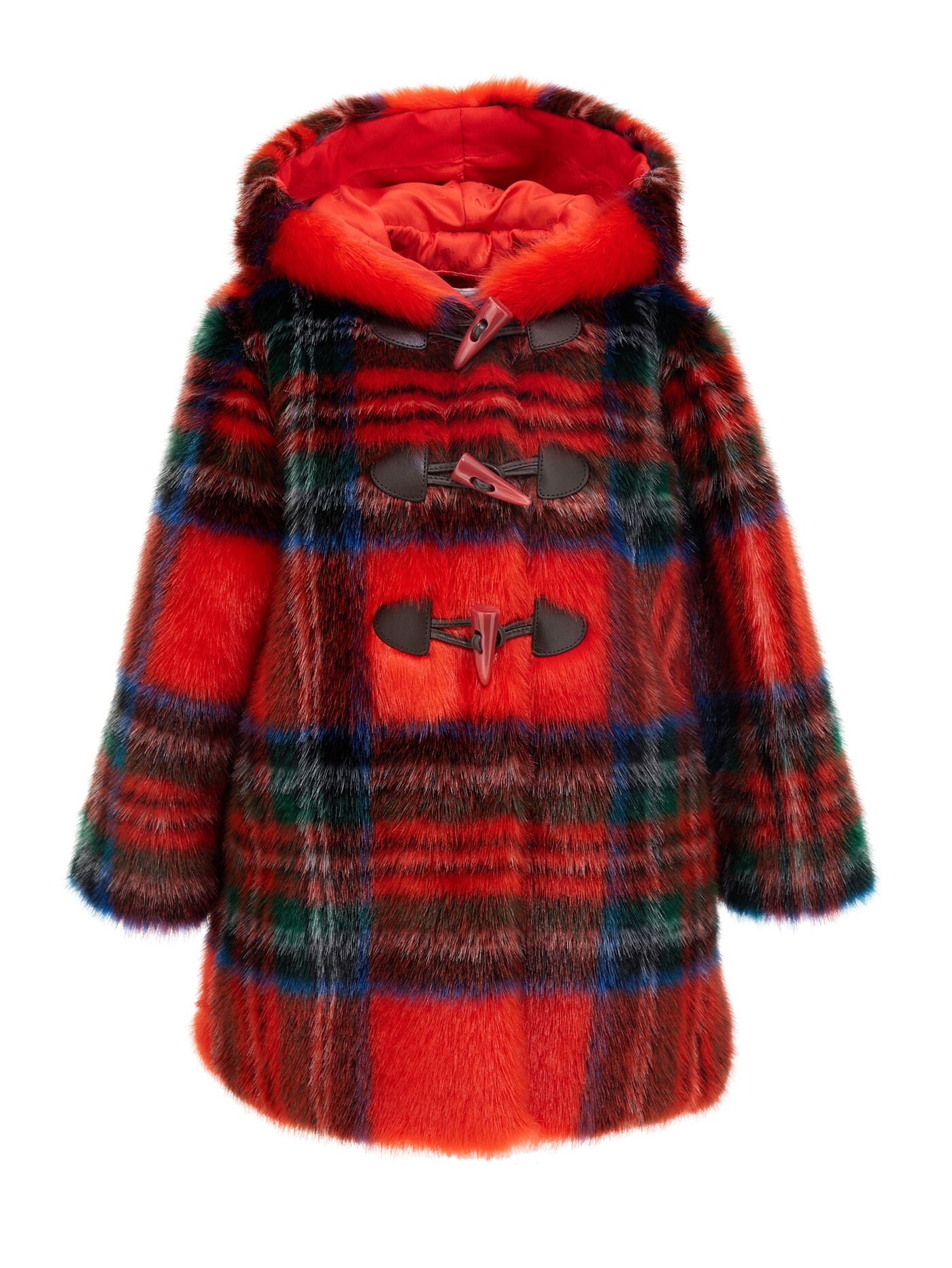 Tartan plush duffle coat | Monnalisa