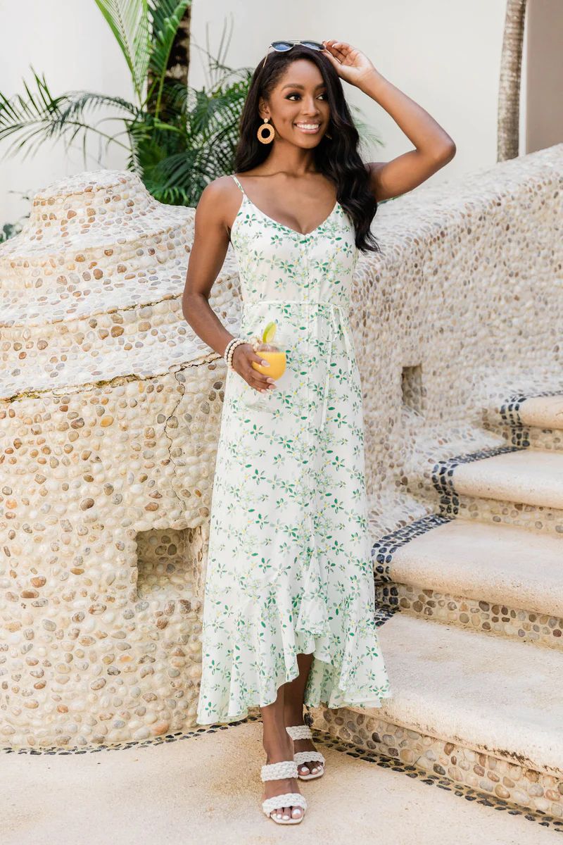 Heartbreaks Fade Ivory/Green Floral Maxi Dress FINAL SALE | The Pink Lily Boutique