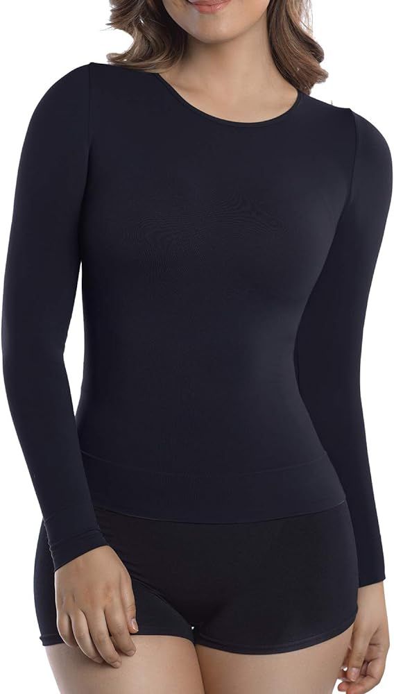 +MD Womens Compression Slimming Shirts and Undershirts for Tummy Waist and Bust Long Sleeves Thermal | Amazon (US)