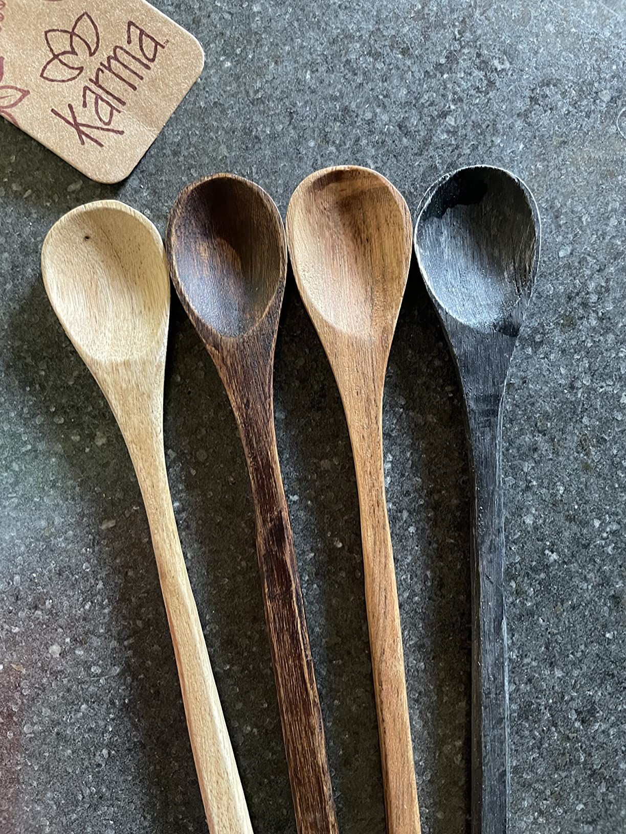 Karma Long Handle Tasting Spoons Set for Cooking - Kitchen Utensils - Wood - Set of 4 | Amazon (US)