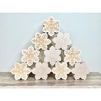 Stacking Stowflakes, Wooden Snowflake Set, Stackable Building Blocks, Holiday Gift, Montessori Reversable Snowflakes | Etsy (US)