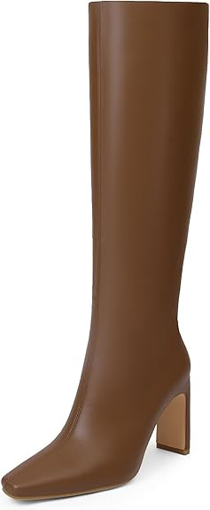 iiimmu Knee High Boots for Women 3.5 IN Block Heel Comfortable Tall Boots Square Toe Faux Leather... | Amazon (US)