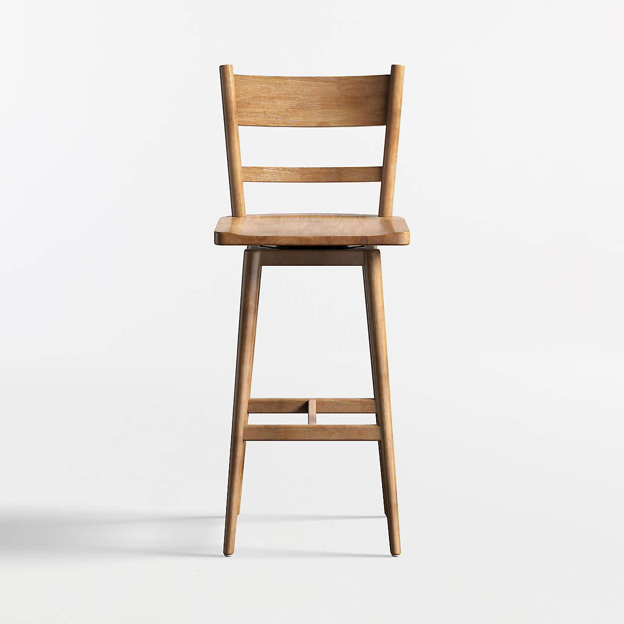 Arno Light Brown Wood Swivel Bar Stool + Reviews | Crate & Barrel | Crate & Barrel