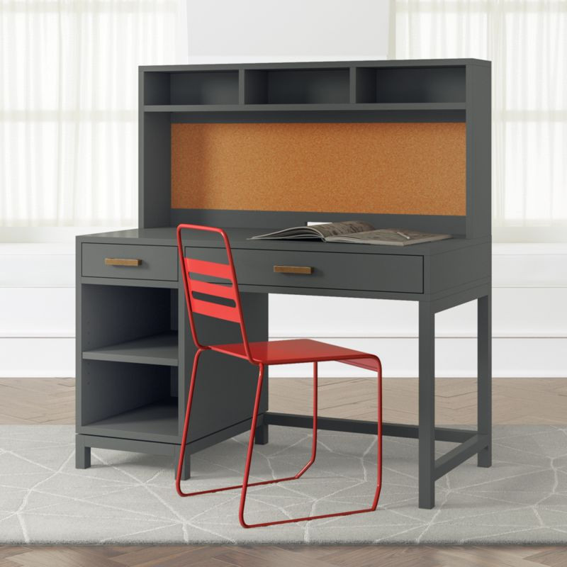 Kids Parke Charcoal Desk and Hutch | Crate & Kids | Crate & Barrel