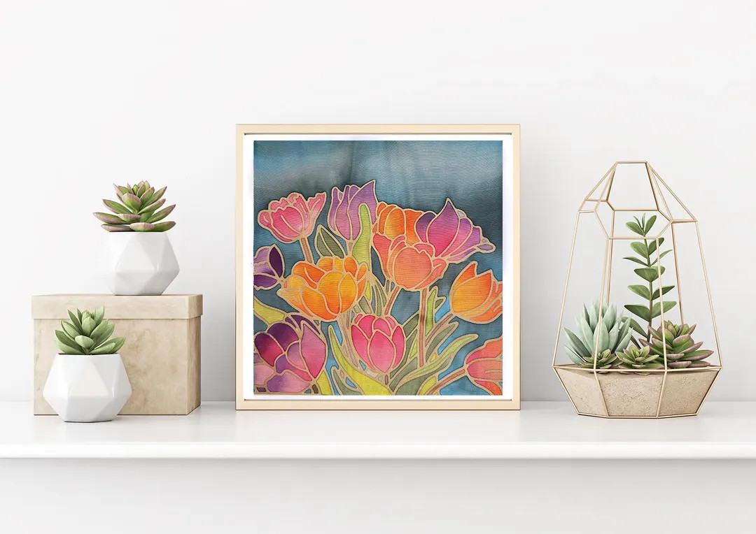 DIY Batik Tulip Fabric Painting Kit - 8x8 Inch Pre Drawn Wax Design, Paint, Brush and Palette. Fu... | Etsy (US)