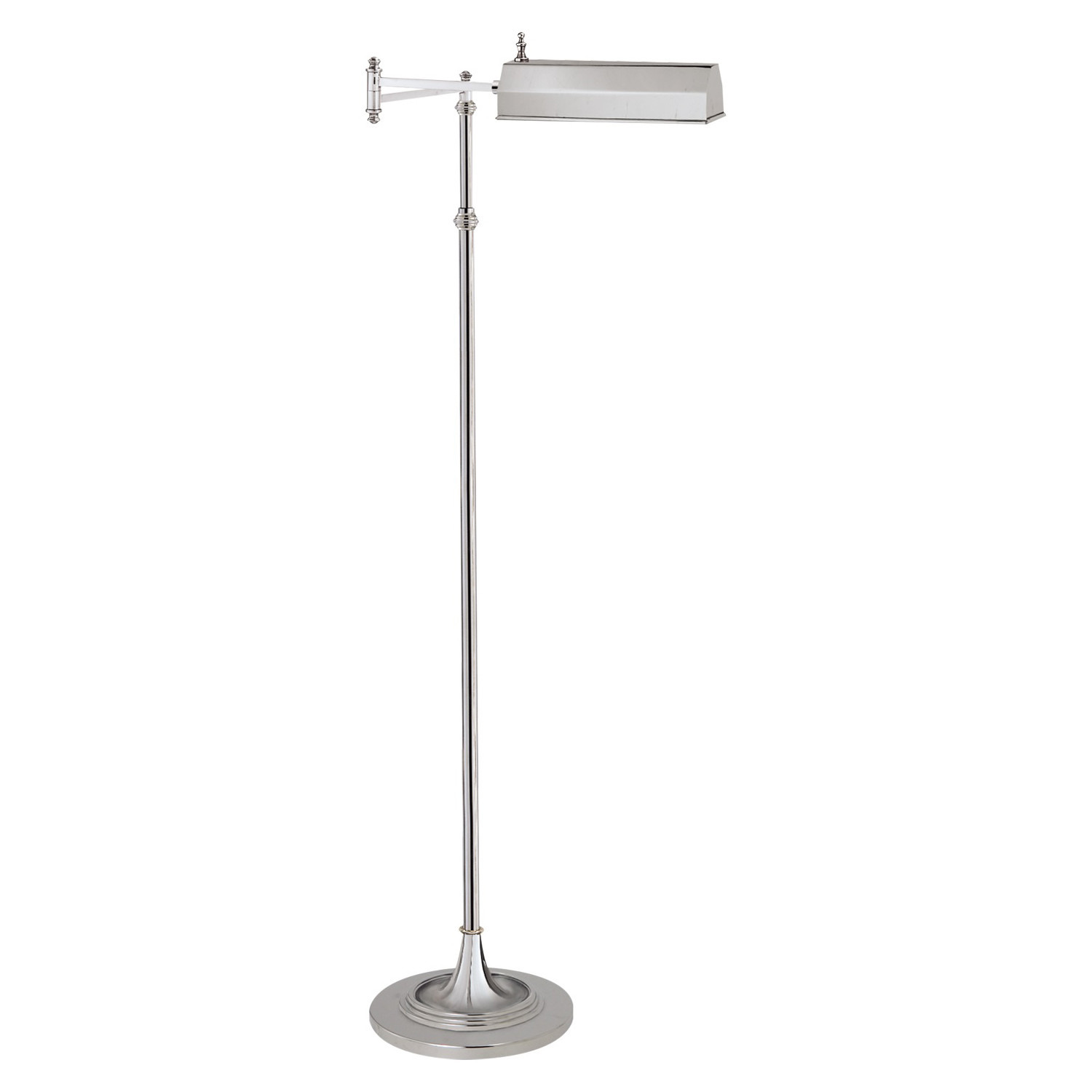 Visual Comfort Dorchester Regency Polished Nickel Pharmacy Swing Arm Floor Lamp | Kathy Kuo Home