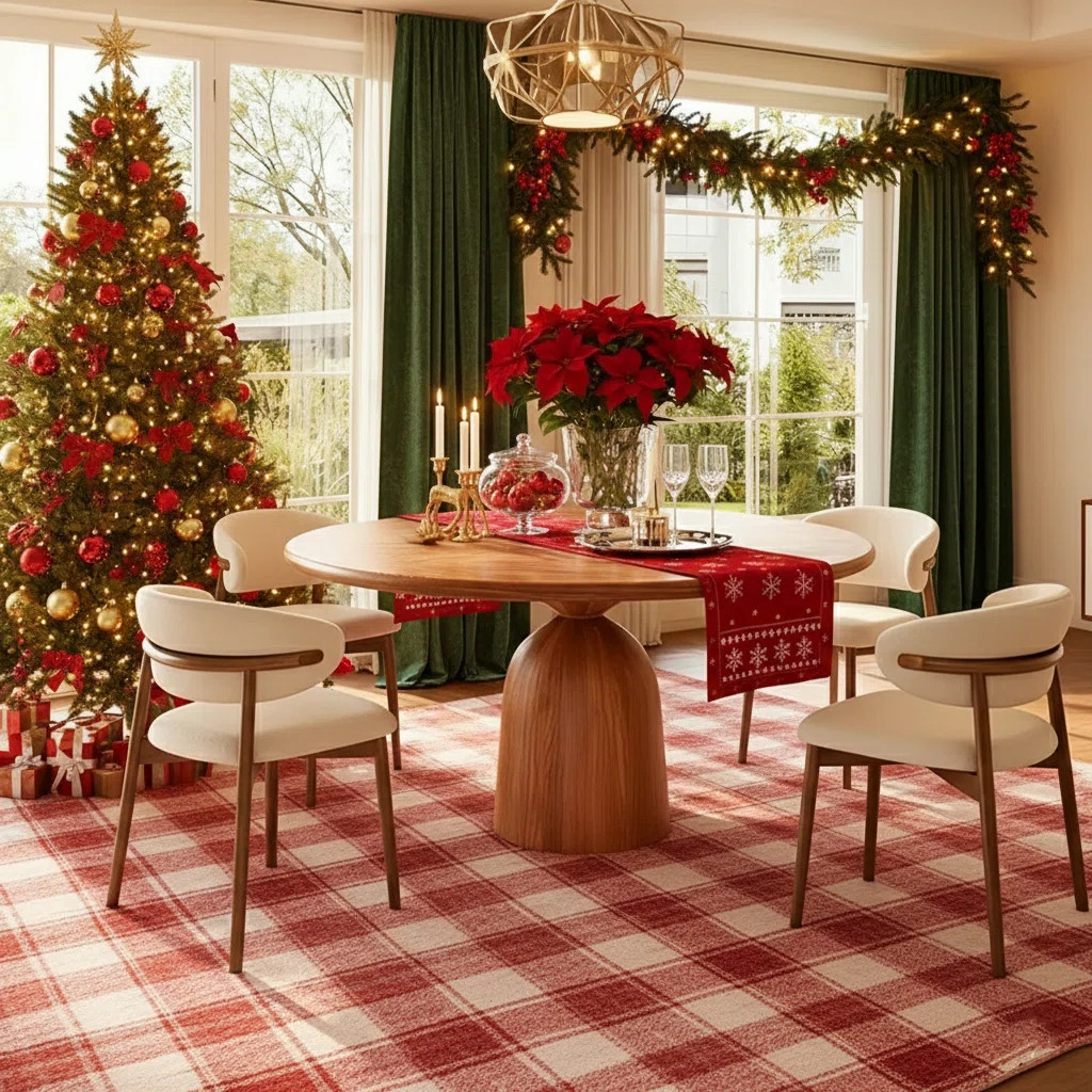 Corrigan Studio® 5/7 Pieces Mid-Century Round Solid Wood Dining Table Set with Cushioned Chair |... | Wayfair North America