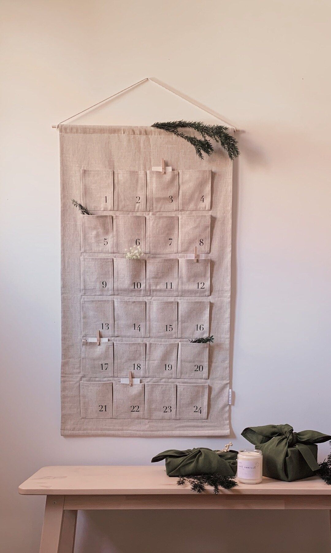 ADVENT MINIMALIST CALENDAR / personalized linen advent calendar, minimalist christmas, christmas ... | Etsy (US)