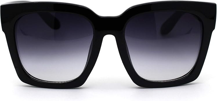 Womens Boyfriend Style XXL Oversize Horned Rim Thick Plastic Sunglasses | Amazon (US)