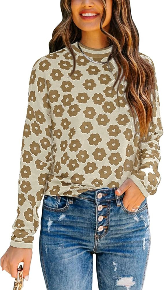 PRETTYGARDEN Women's Knit Floral Print Sweater Crewneck Long Sleeve Lightweight Pullover Sweatshi... | Amazon (US)