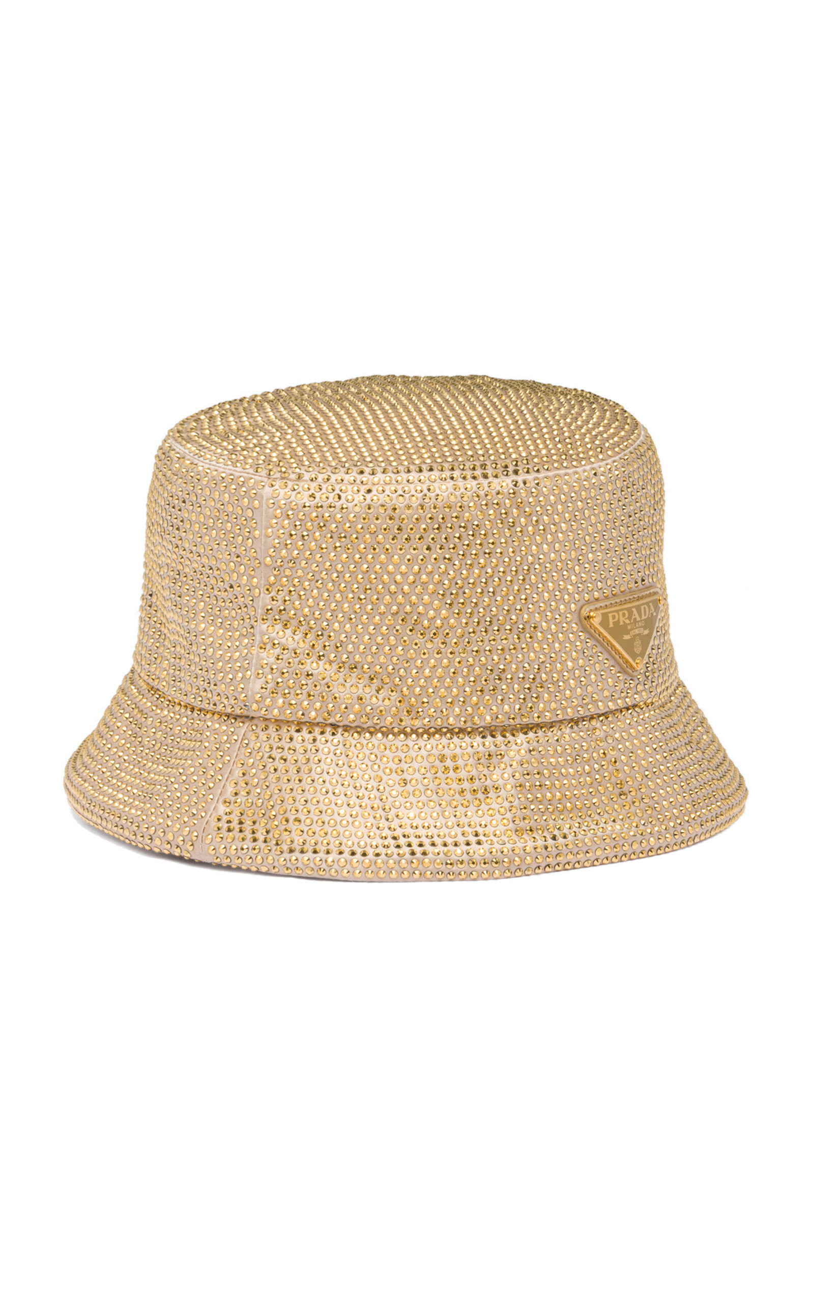 Prada - Crystal-Embellished Satin Bucket Hat - Gold - S - Moda Operandi | Moda Operandi (Global)