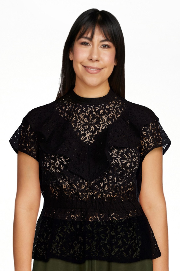 Scoop Women’s Lace Ruffle Peplum Blouse with Short Sleeves, Sizes XS-XXL | Walmart (US)