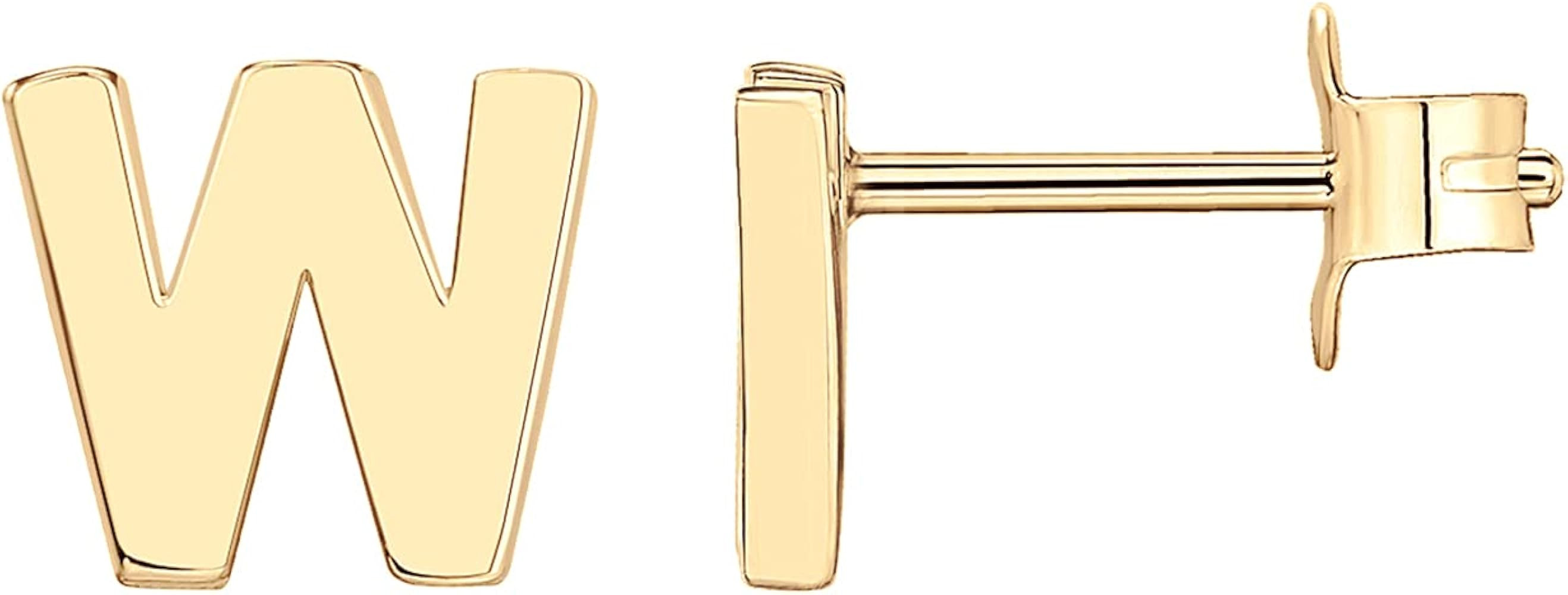 PAVOI 14K Gold Plated Sterling Silver Alphabet Letter Earrings | Personalized Initial Earrings | Amazon (US)