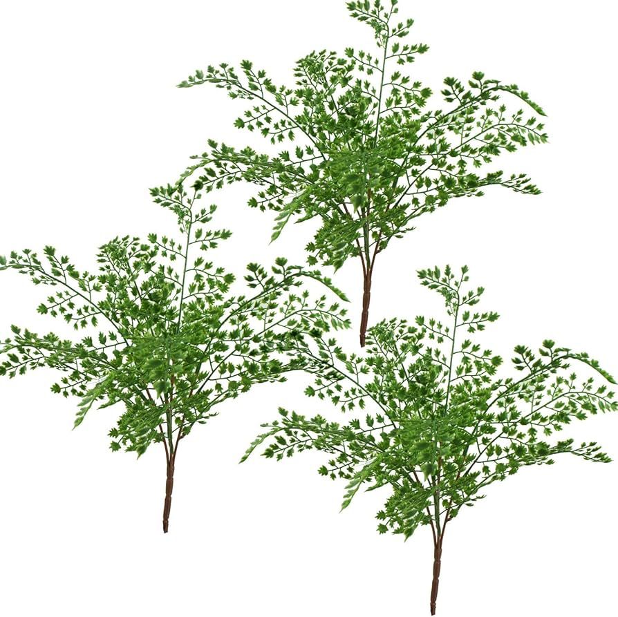 Lily Garden 18" Artificial Soft Plastic Fern - Package of 3 (Maidenhair) | Amazon (US)