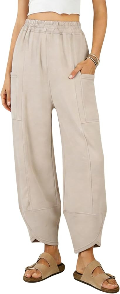 MINSURE Women Wide Leg Sweatpants Casual High Waist Baggy Lounge Travel Pants with Pockets | Amazon (US)
