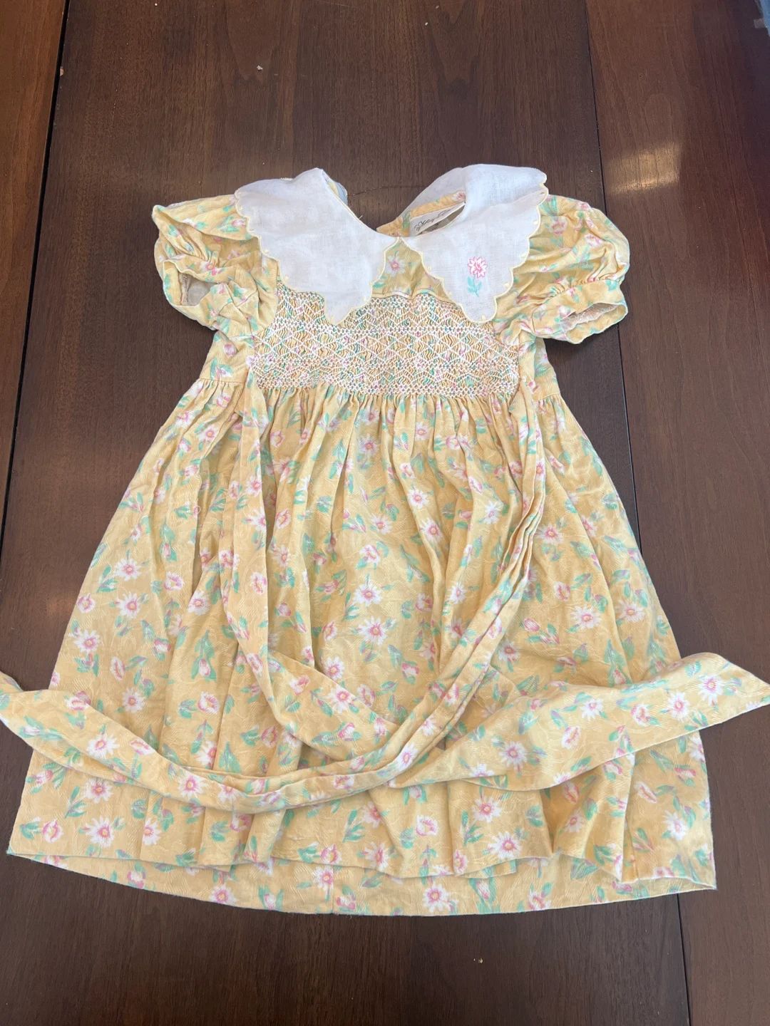 Heirlooms By Polly Flinders Smocked Dress Yellow Flowers Easter Dress Size 4T Size 5 | Etsy (US)