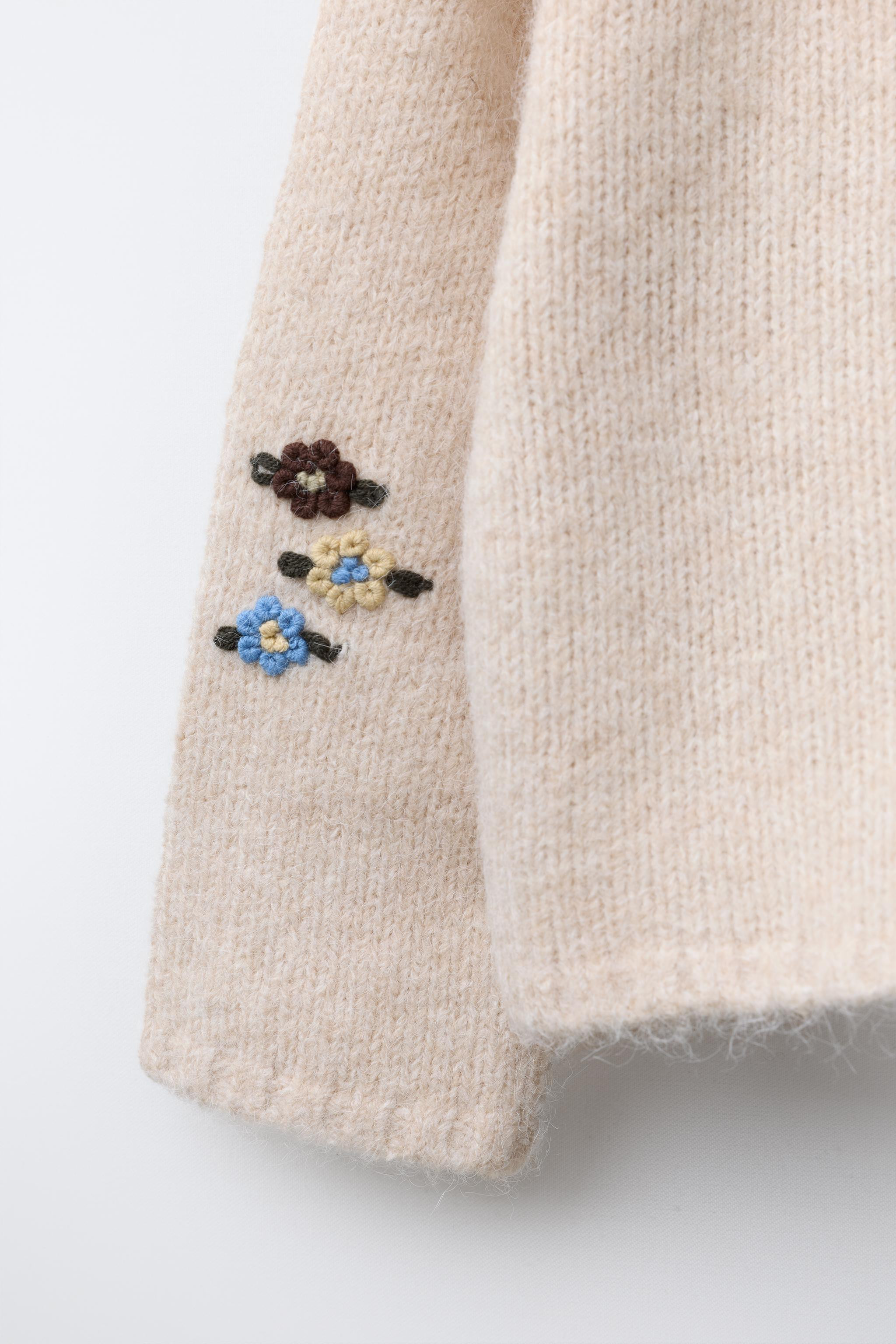 FLORAL EMBROIDERED KNIT CARDIGAN | Zara US