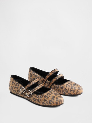 Leopard Double-Strap Ballet Flats | Gap (US)