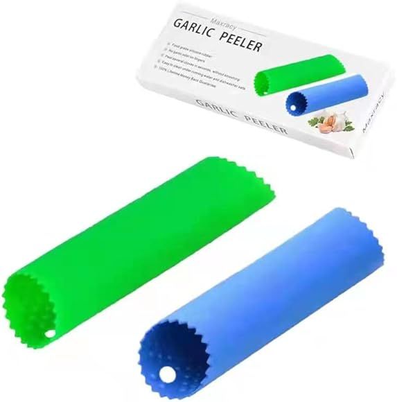 Maxracy 2 Set Silicone Garlic Peeler Easy Roller Tube Useful Garlic Odorfree Kitchen Tool (Blue,Gree | Amazon (US)