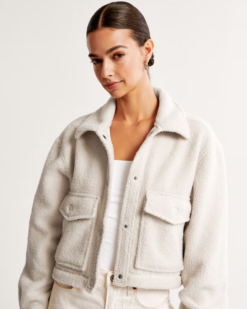 Cropped Sherpa Shirt Jacket | Abercrombie & Fitch (US)