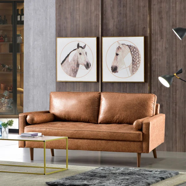 Aisha 70" Faux Leather Square Arm Loveseat | Wayfair North America