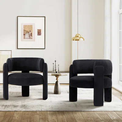 33" Wide Modern Velvet Upholstered 3-Legs Accent Chair | Wayfair North America