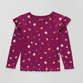 Okie Dokie Toddler & Little Girls Round Neck Long Sleeve Regular Fit Graphic T-Shirt | JCPenney