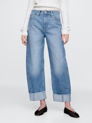 High Rise Cuffed Barrel Jeans | Gap (US)