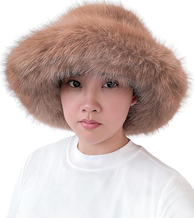 Lina & Lily Oversized Winter Faux Fur Bucket Hat for Women - Long Pile Fur Wide Moldable Brim | Amazon (US)