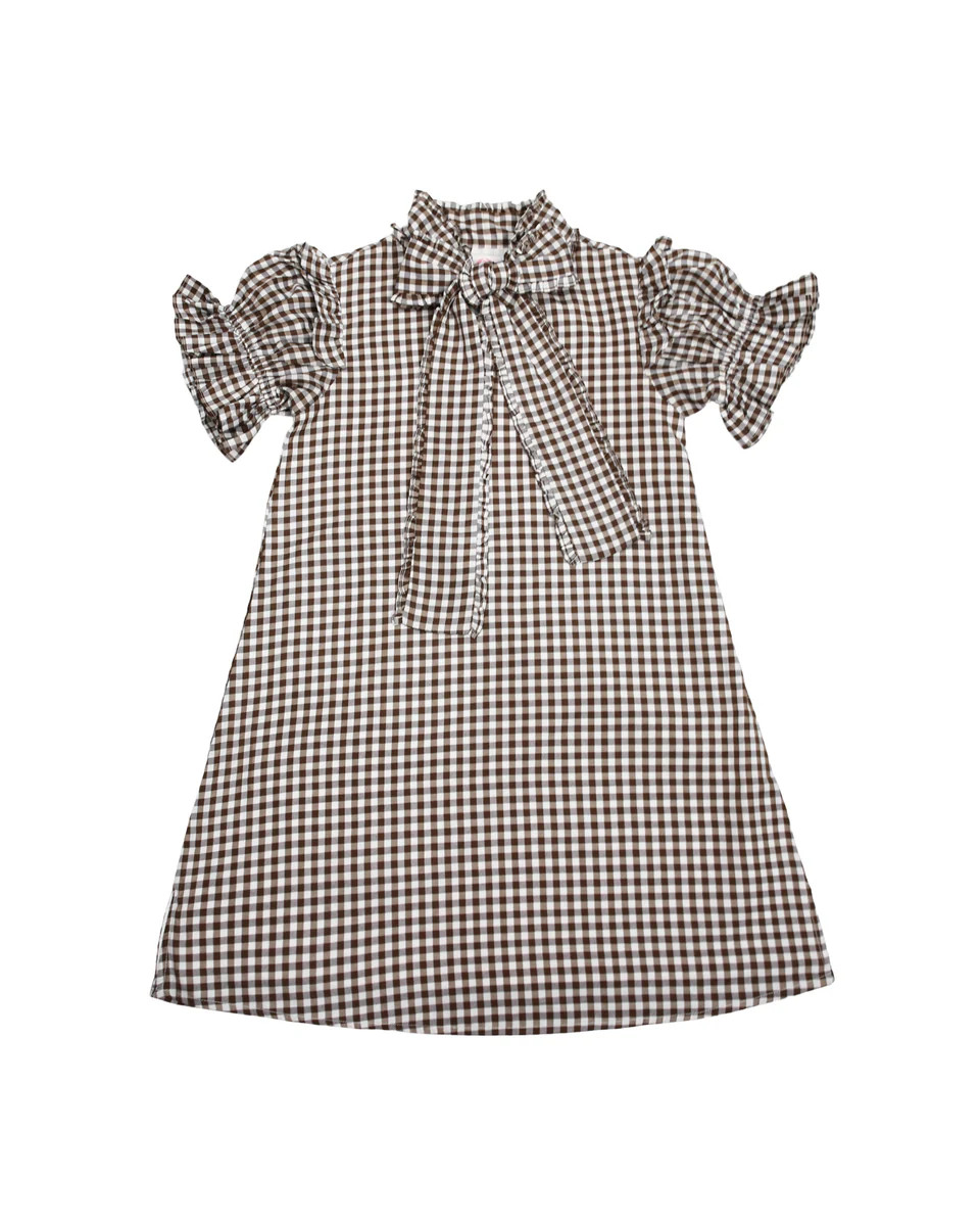 Josie shift dress in chocolate gingham | Elizabeth Wilson Designs