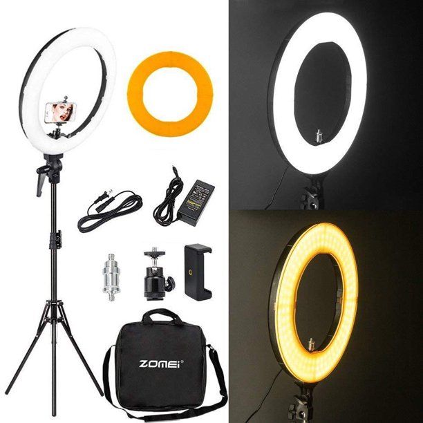 Ring Light Kit: 18" 48cm Outer 55W 5500K Dimmable LED Ring Light, Light Stand, Carrying Bag for C... | Walmart (US)